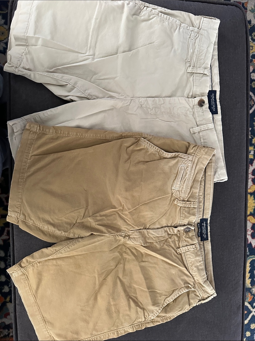 American Eagle Men's Shorts - Tan and Khaki Two-Pack